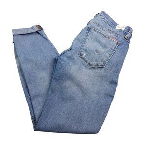 Hudson Harkin Crop Super Skinny Cuff Jeans 25 Distressed Low Rise Medium Wash